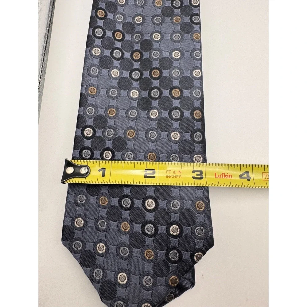New Kenneth Cole Reaction Blue Gray Geometric Dot Silk Tie NWT 3.5